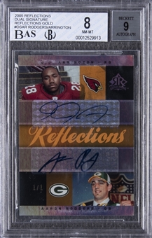 2005 UD Reflections "Dual Signature Reflections Gold" #DSAR Aaron Rodgers/J.J. Arrington Dual Signed Rookie Card (#1/1) – BGS NM-MT 8/BGS 9